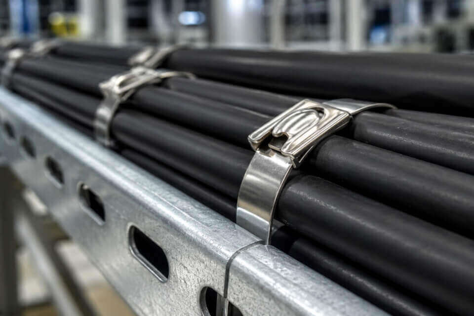 bridas de acero inoxidable para cableado eléctrico industrial